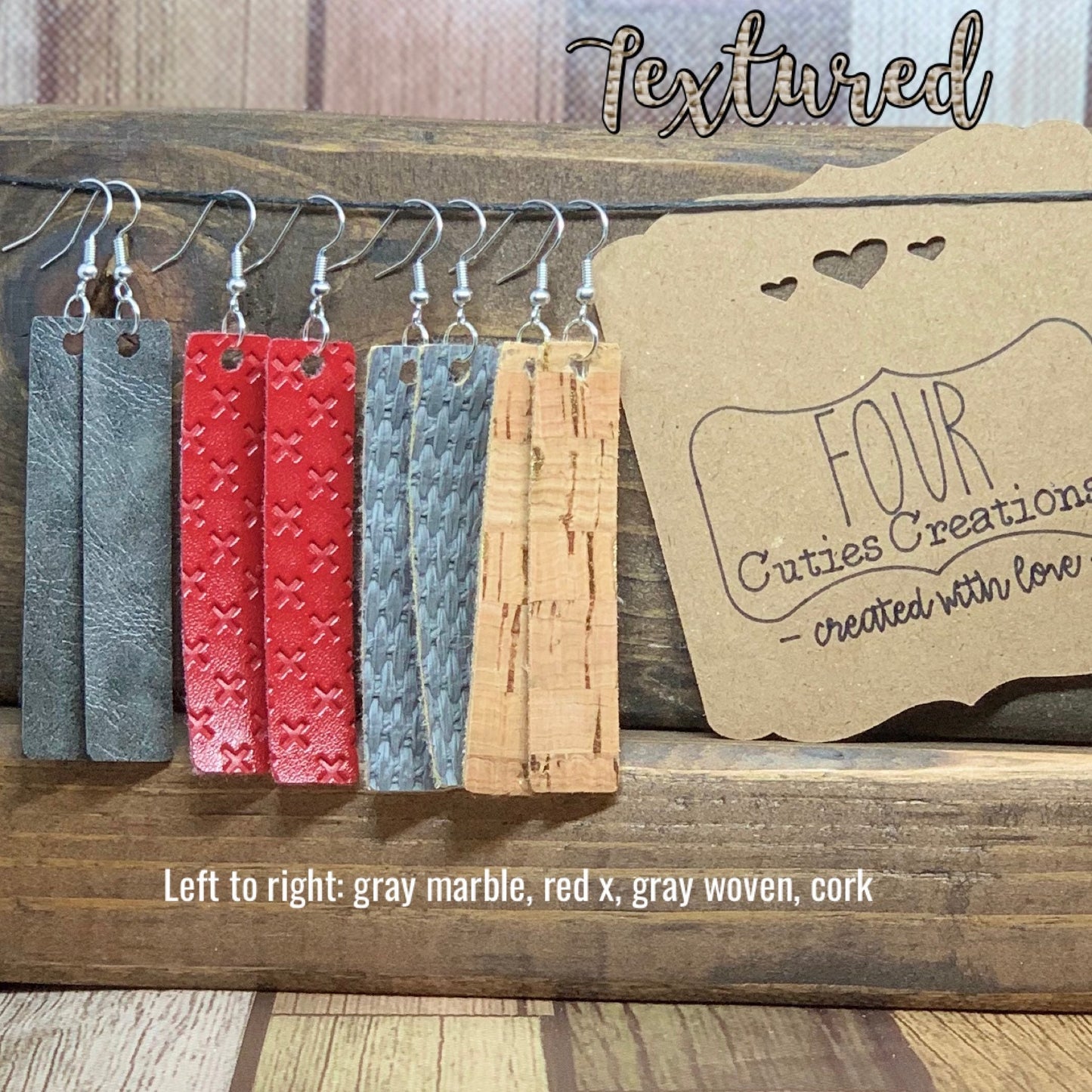 Faux Leather Bar Earrings