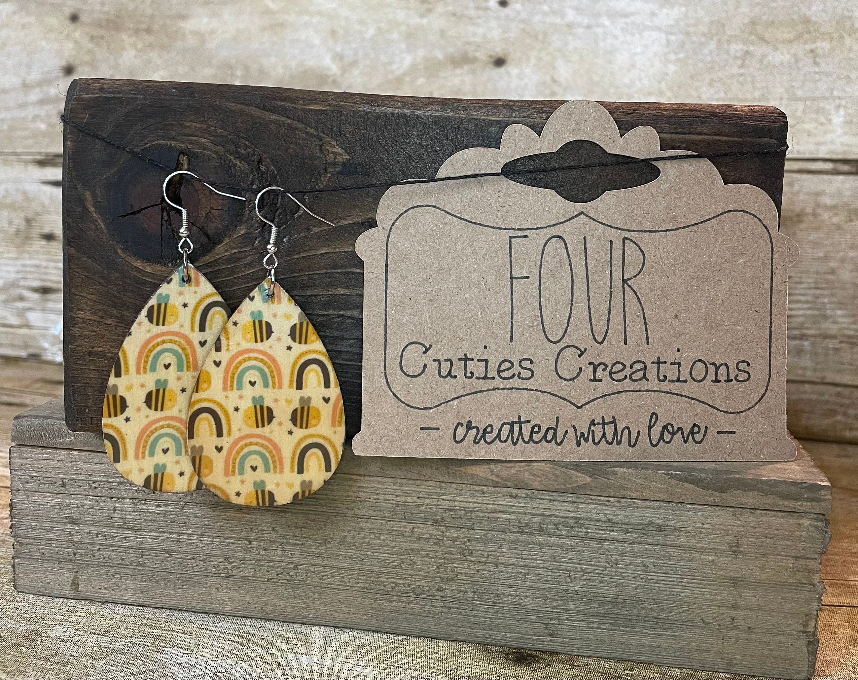 Bee Happy Wooden Earrings