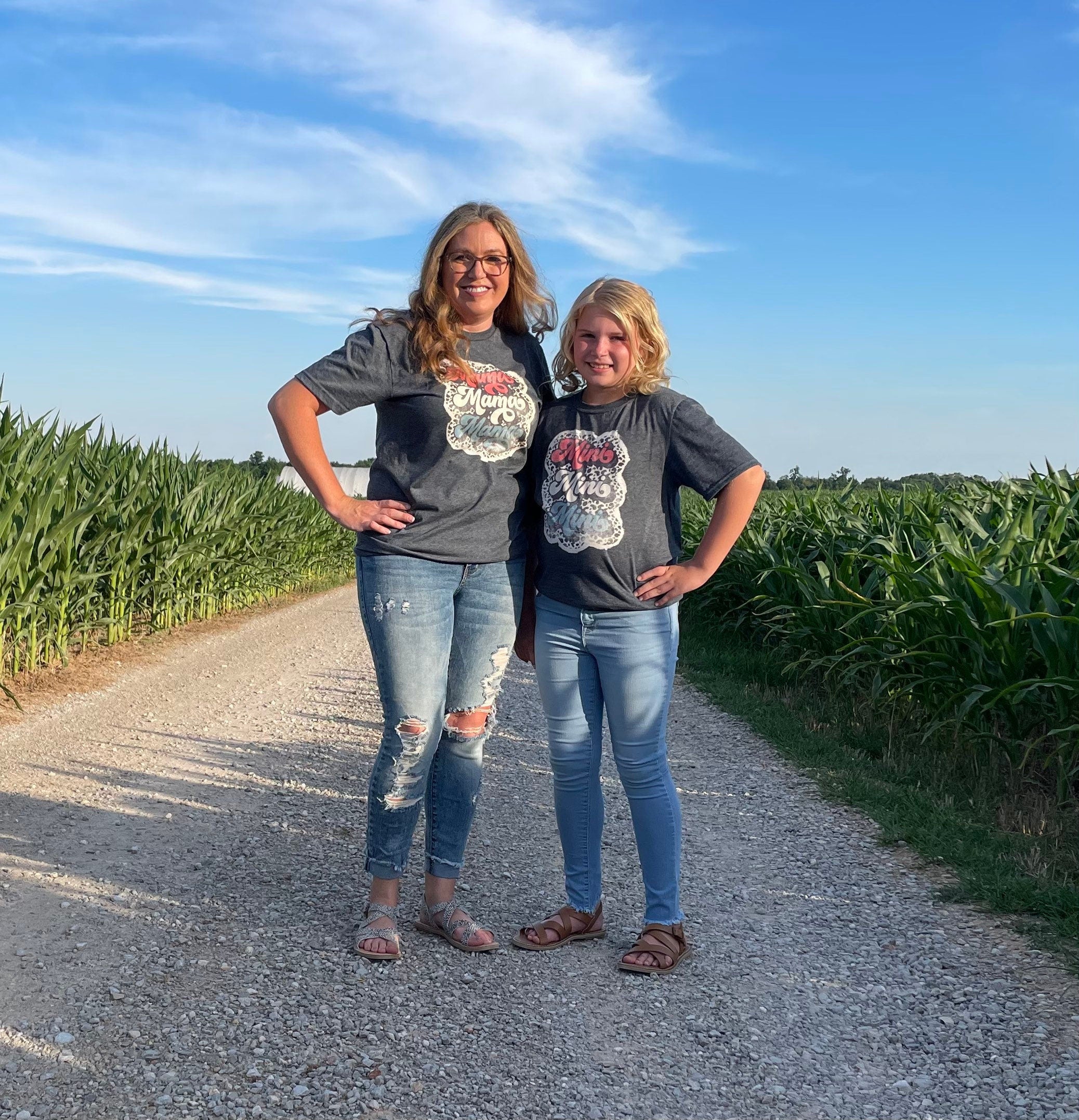 Mama and Mini Retro Vintage Bleach Dyed Tee