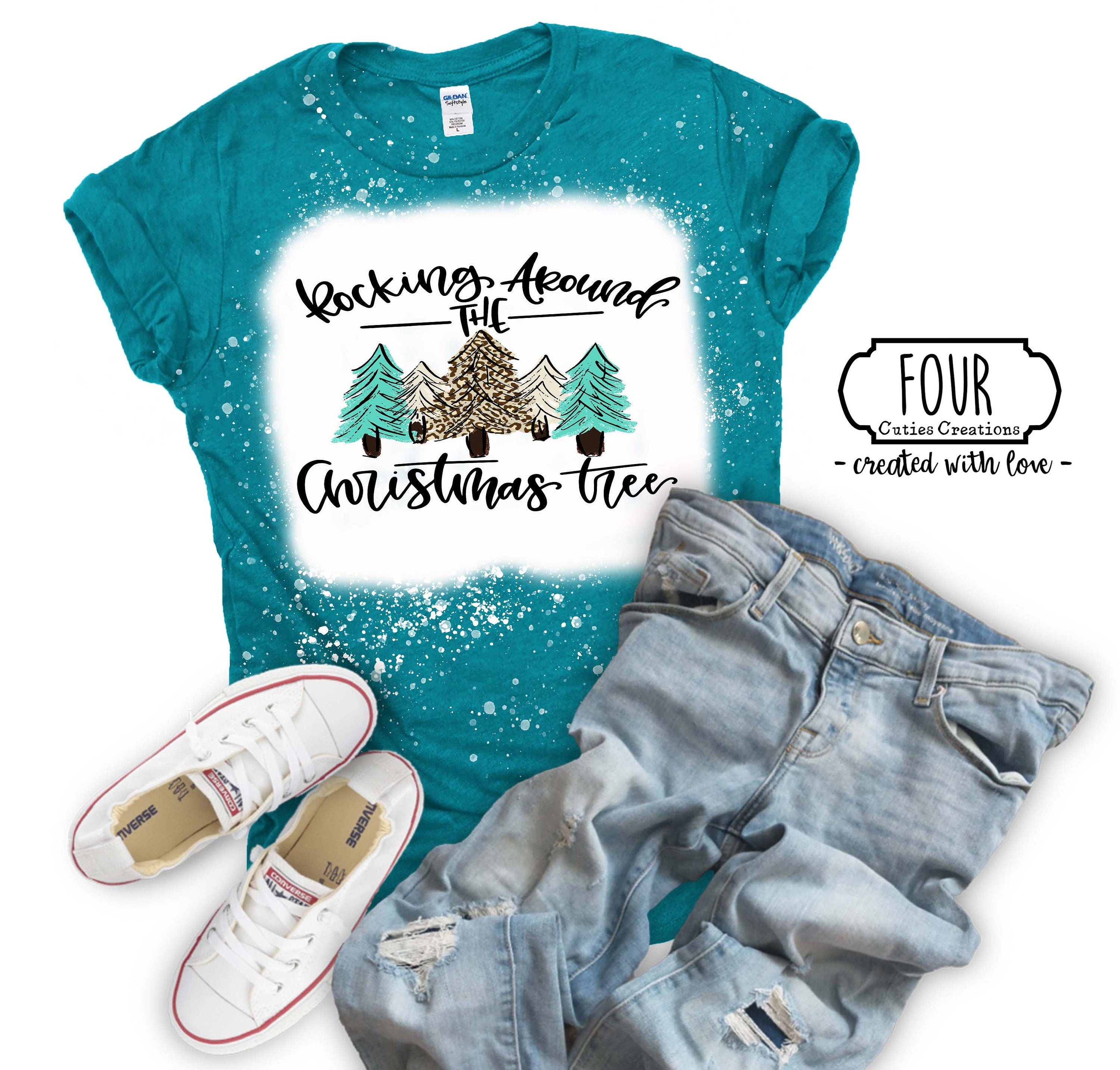 Rocking Around the Christmas Tree Bleached Tee