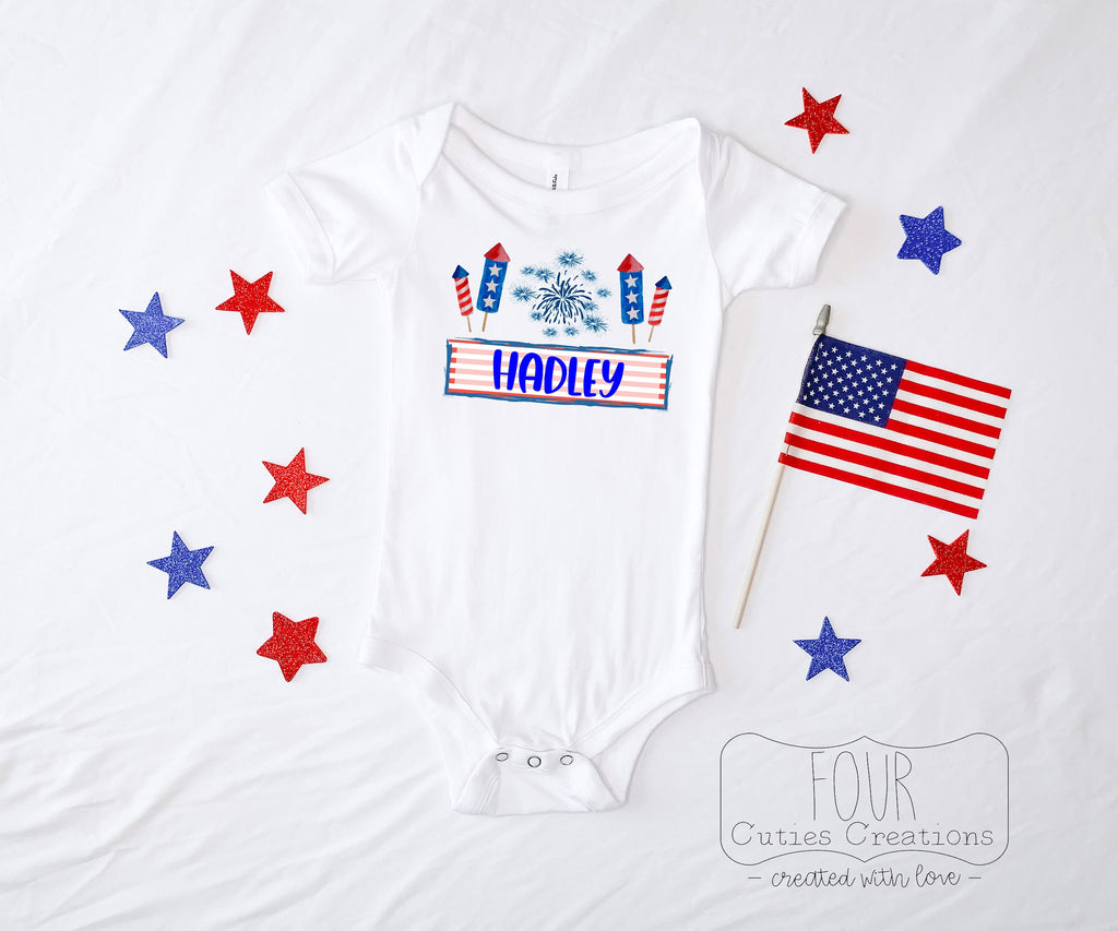 Personalized Fourth of July Patriotic Baby Onesie