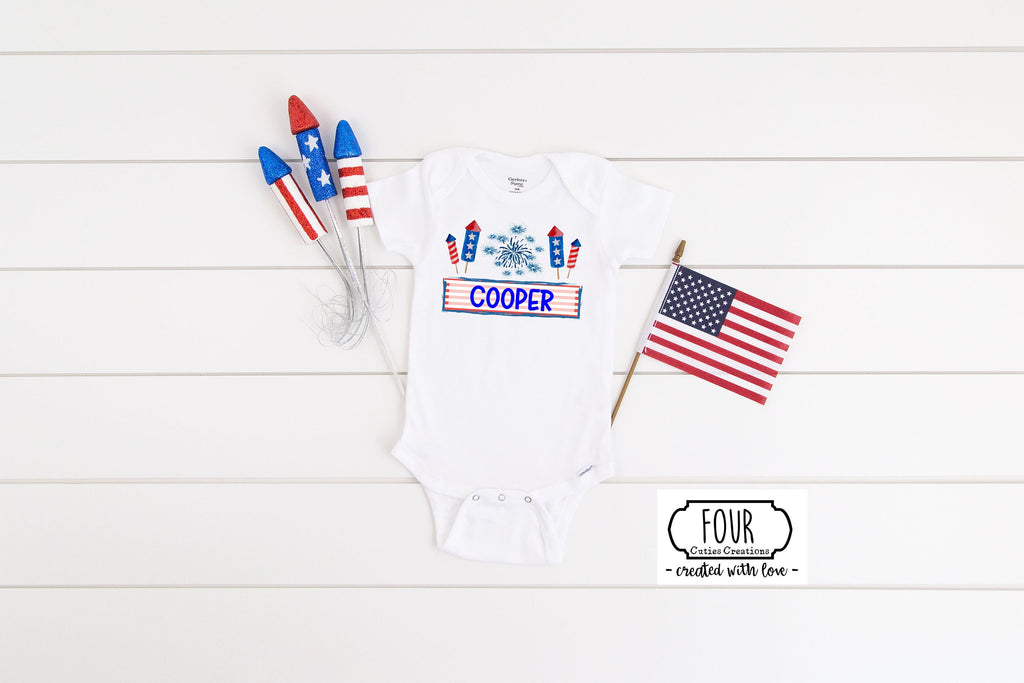 Personalized Fourth of July Patriotic Baby Onesie