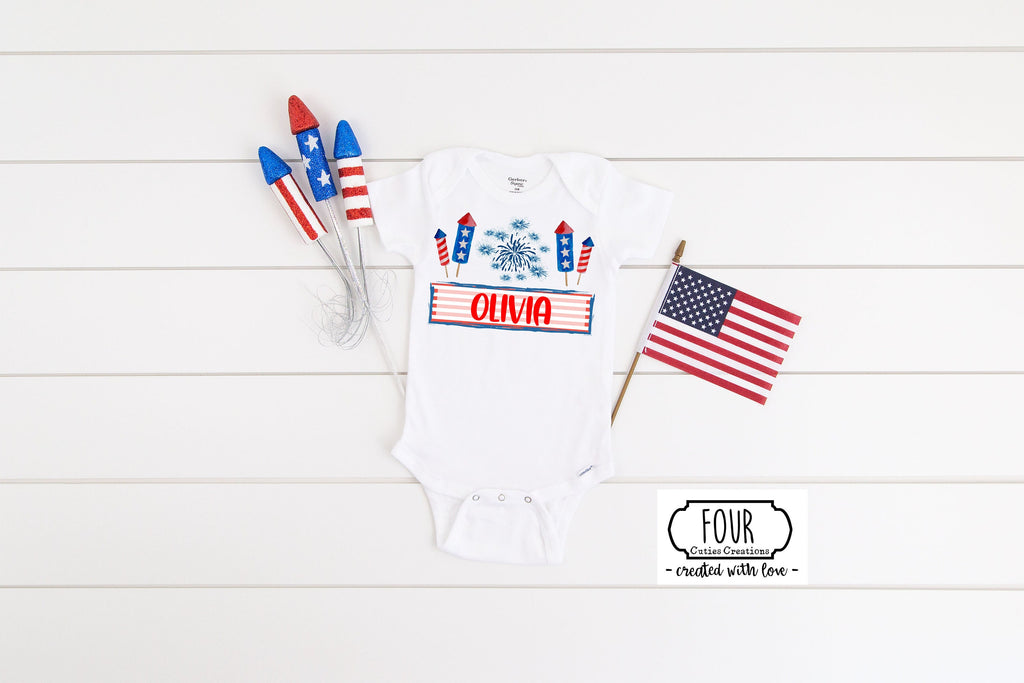 Personalized Fourth of July Patriotic Baby Onesie