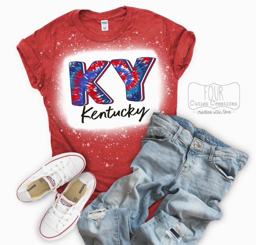 Kentucky Tie Dye 4th of July (Bleached or Solid) Tee