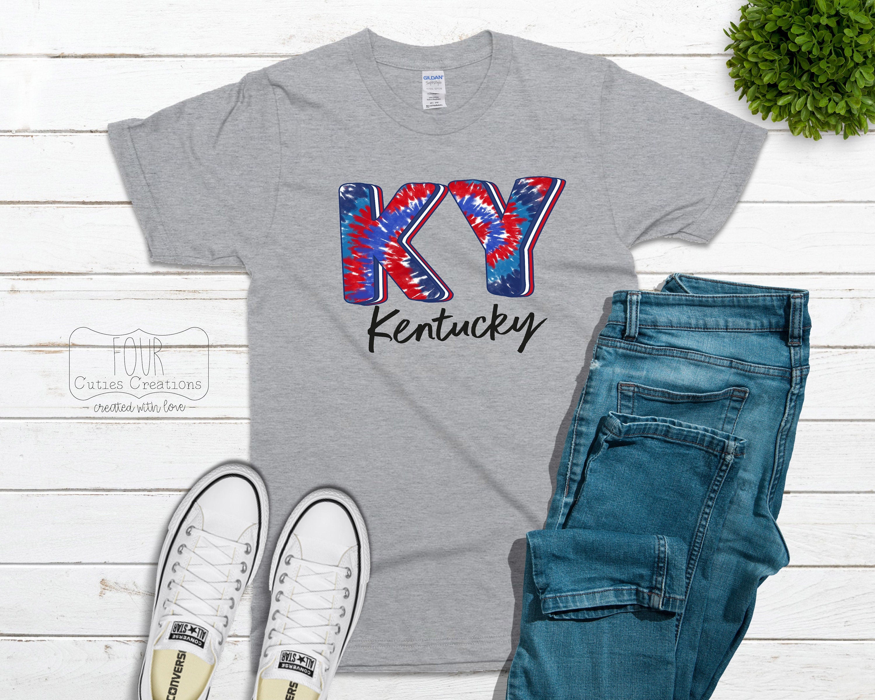 Kentucky Tie Dye 4th of July (Bleached or Solid) Tee