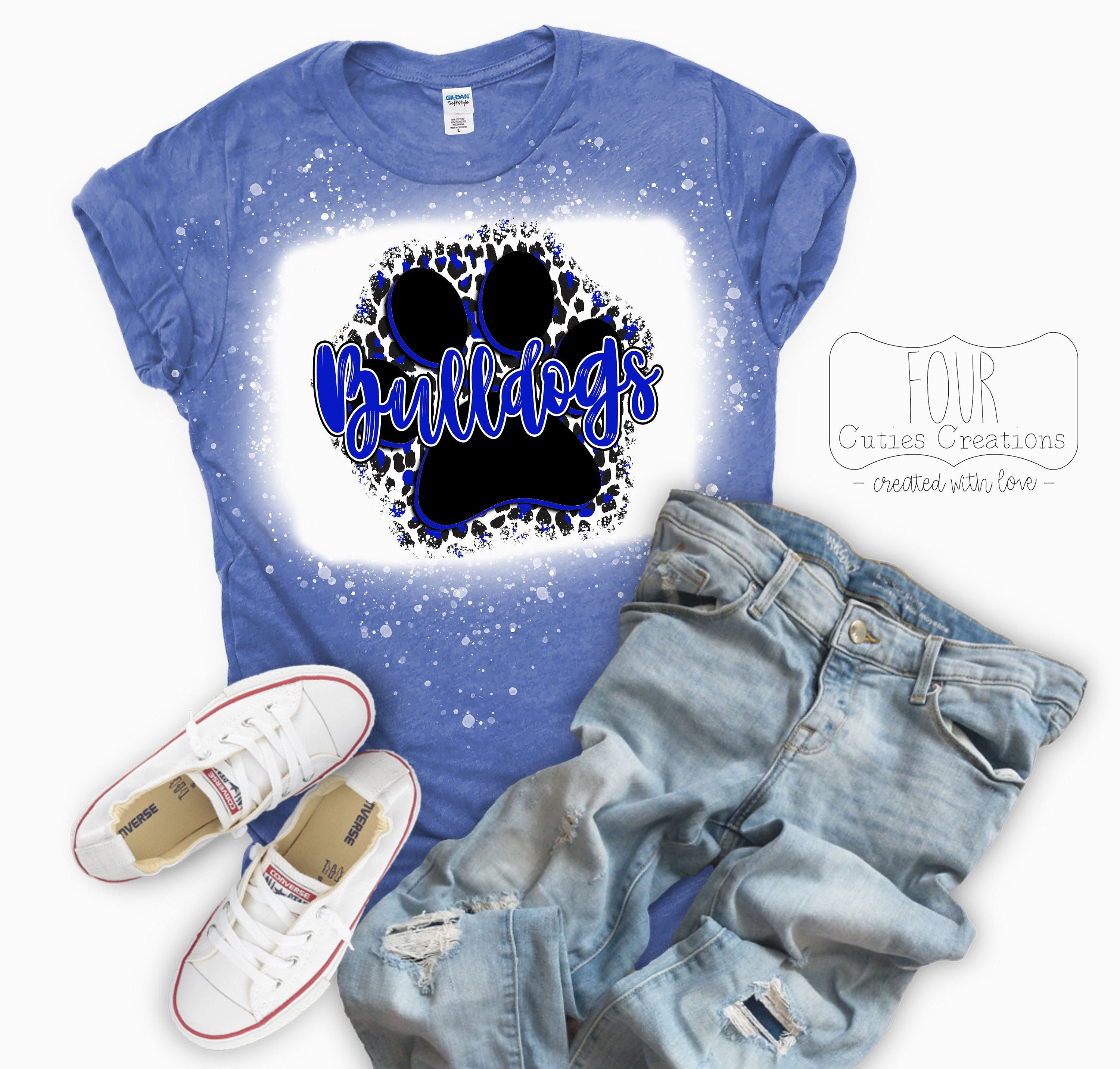 Bulldogs Pride Paw Print Bleached Tee