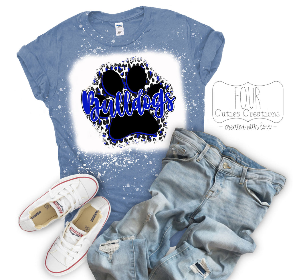Bulldogs Pride Paw Print Bleached Tee