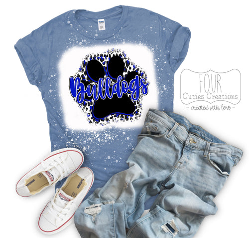 Bulldogs Pride Paw Print Bleached Tee