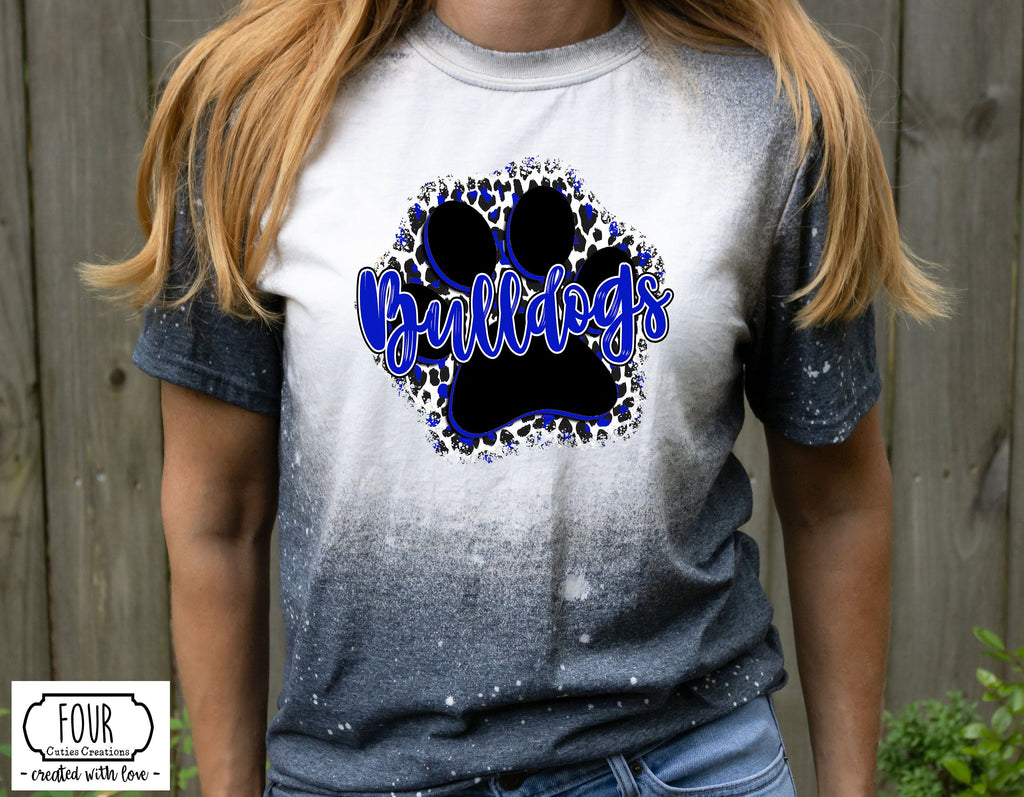 Bulldogs Pride Paw Print Bleached Tee