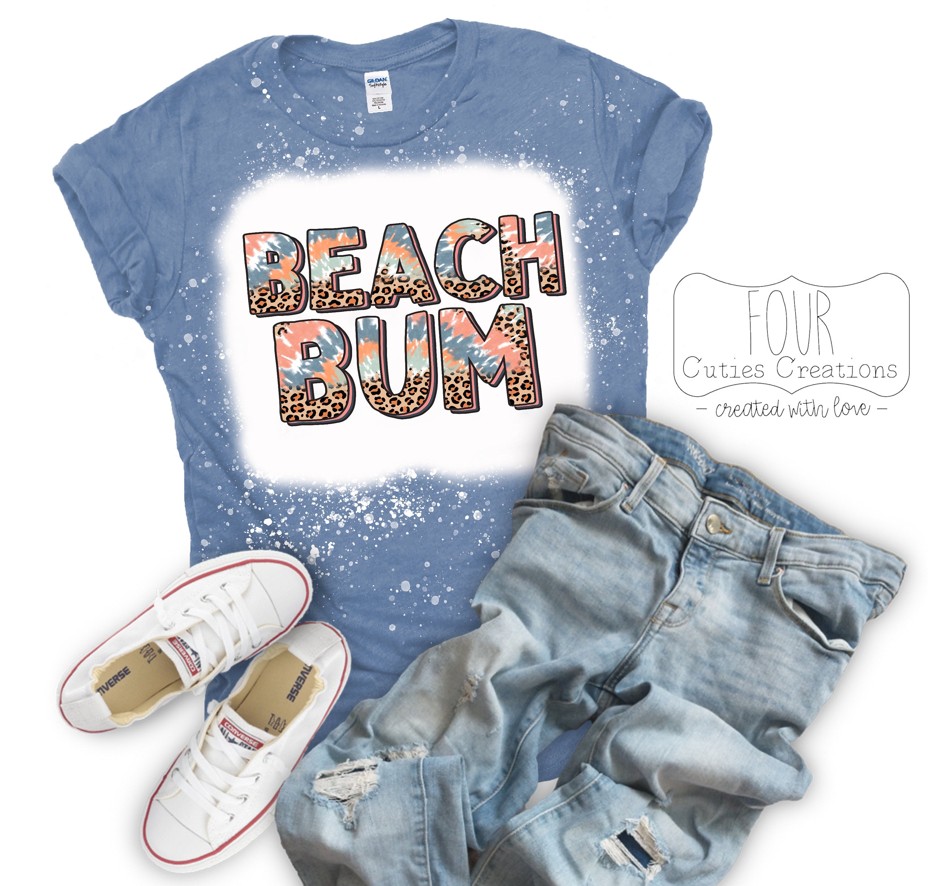 Beach Bum or Lake Bum Bleached or Solid Tee