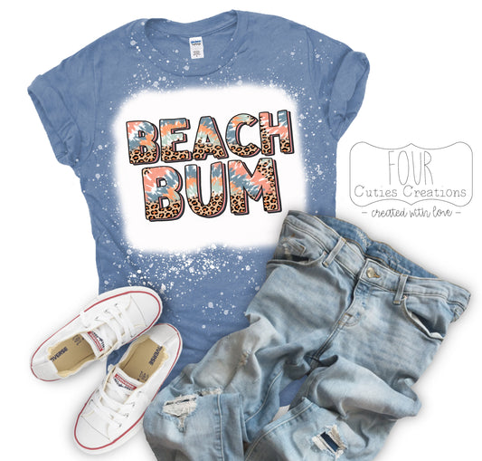 Beach Bum or Lake Bum Bleached or Solid Tee