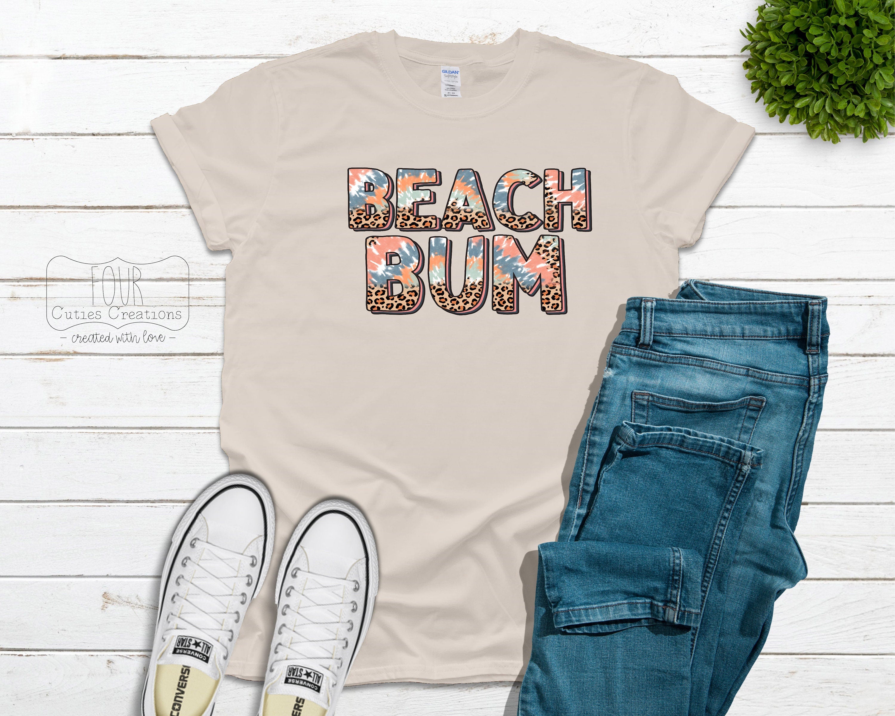 Beach Bum or Lake Bum Bleached or Solid Tee
