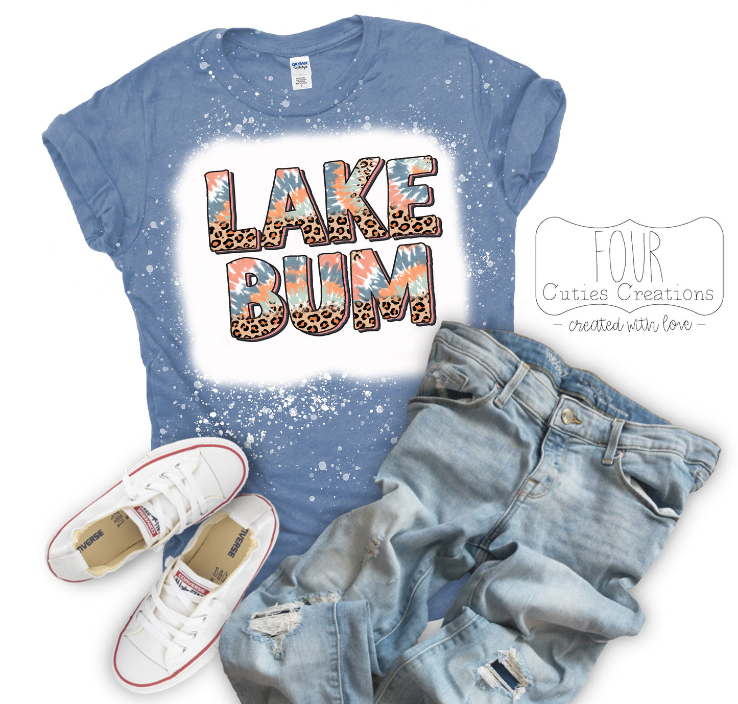 Beach Bum or Lake Bum Bleached or Solid Tee