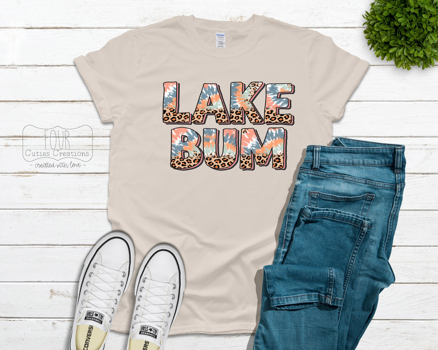 Beach Bum or Lake Bum Bleached or Solid Tee