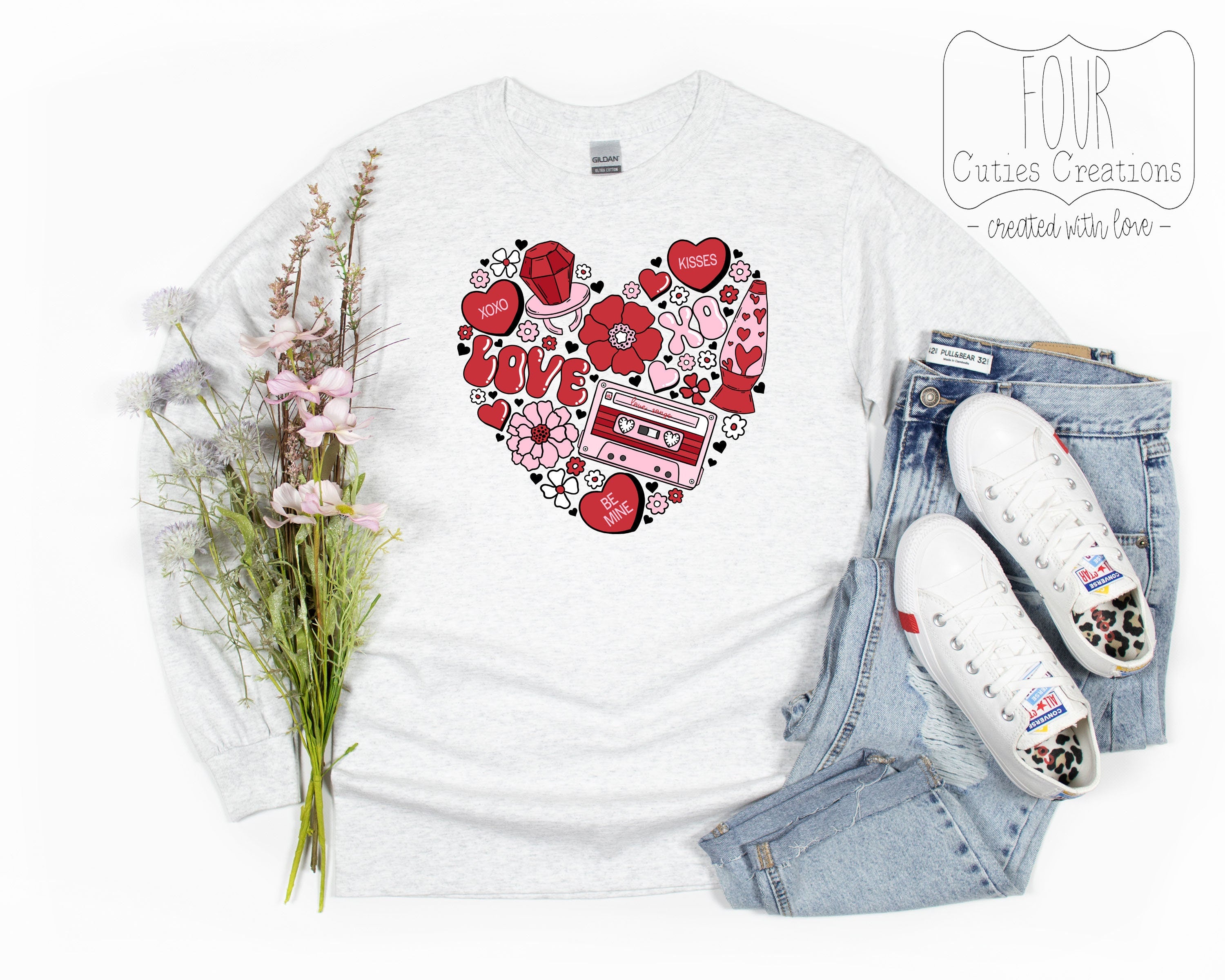 Valentine Retro Collage Heart Shirt