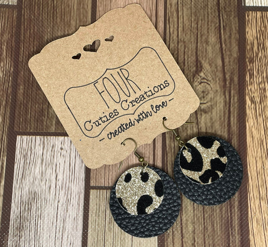 Circle Layered Leopard Earrings