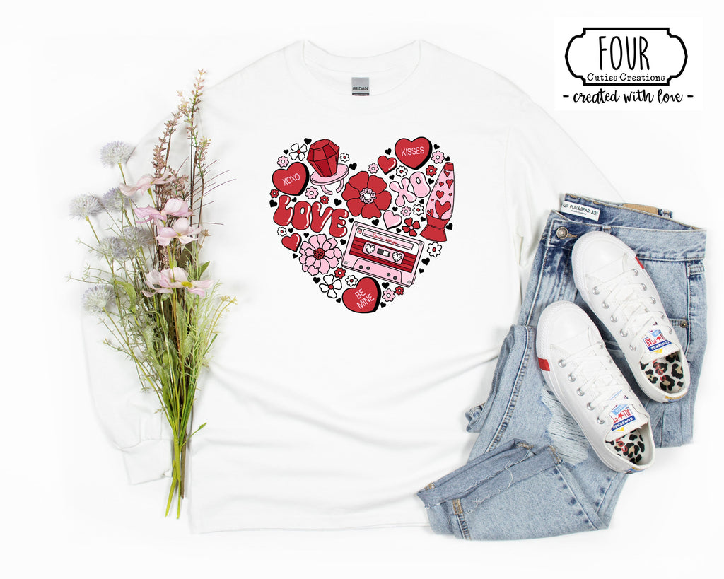 Valentine Retro Collage Heart Shirt