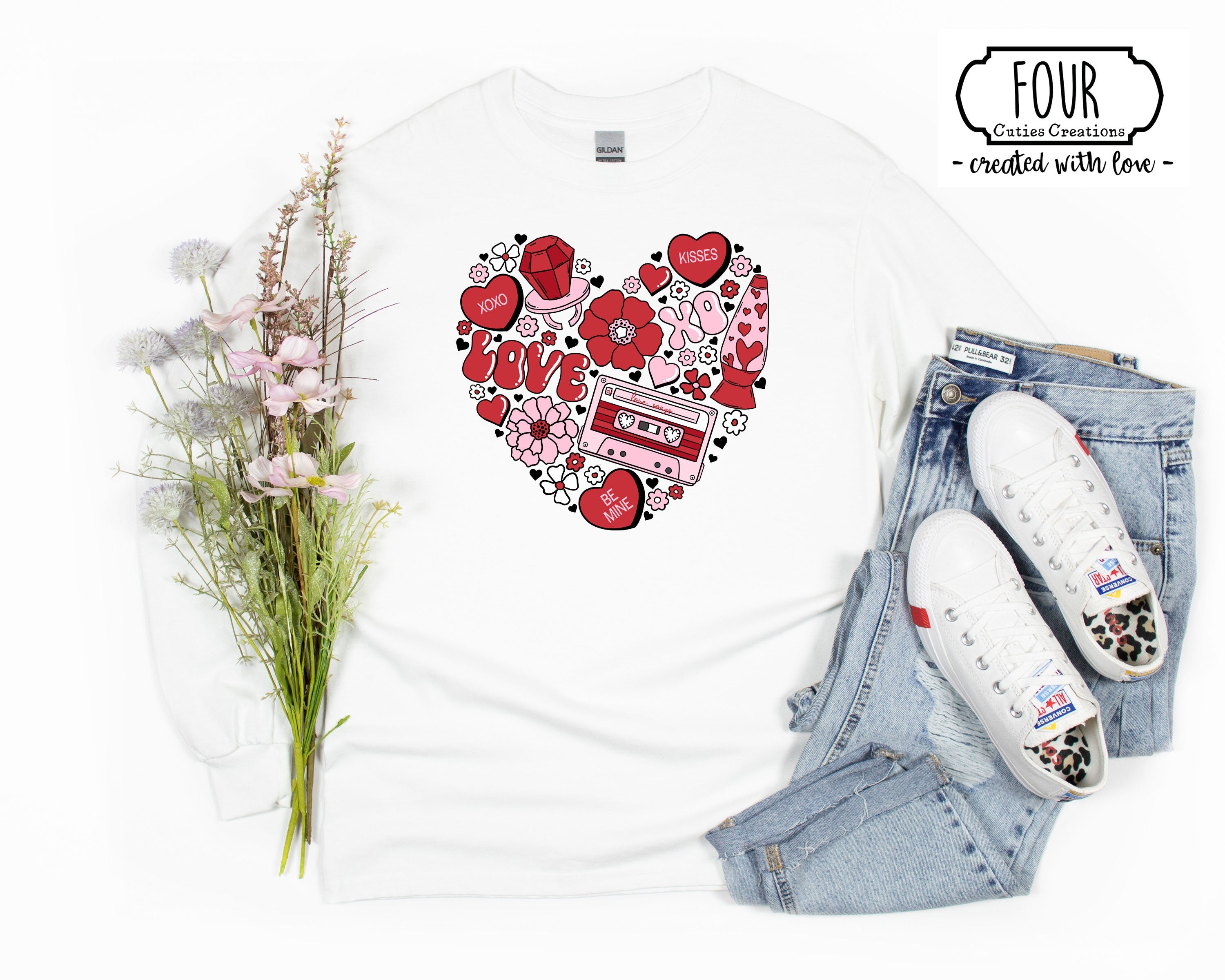 Valentine Retro Collage Heart Shirt
