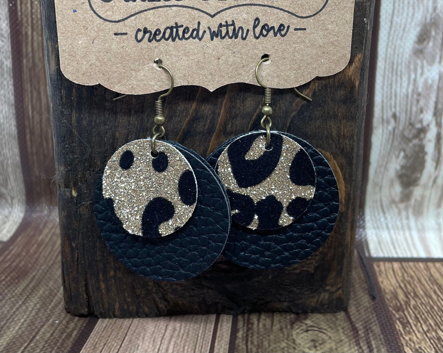 Circle Layered Leopard Earrings