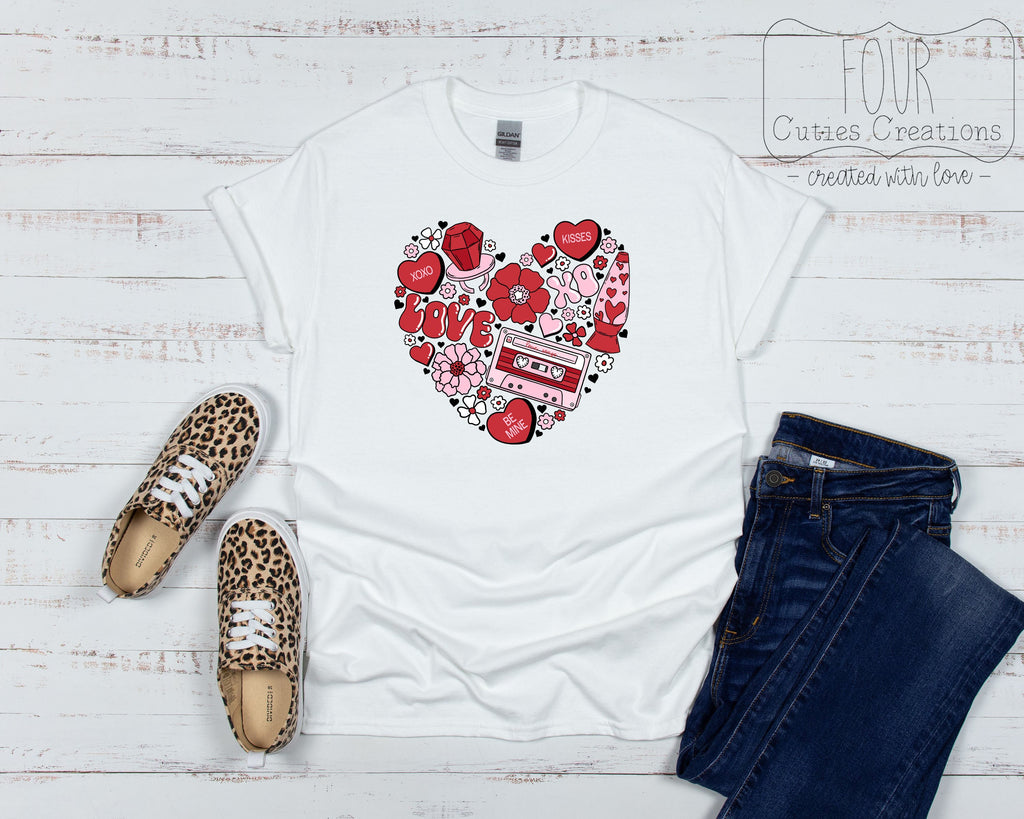 Valentine Retro Collage Heart Shirt