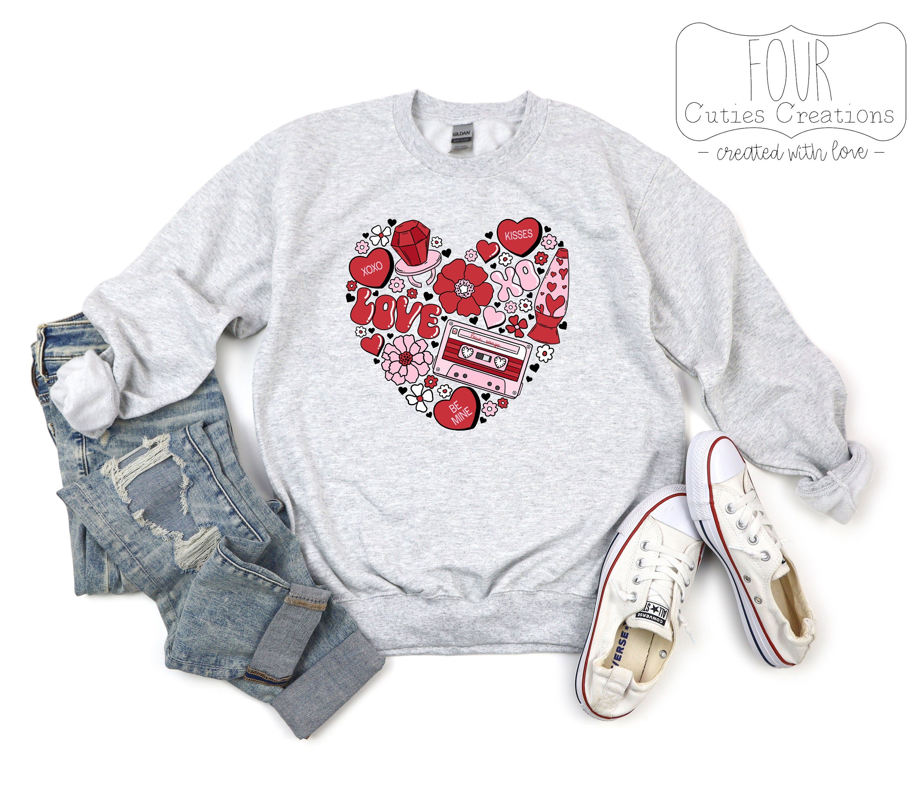 Valentine Retro Collage Heart Shirt