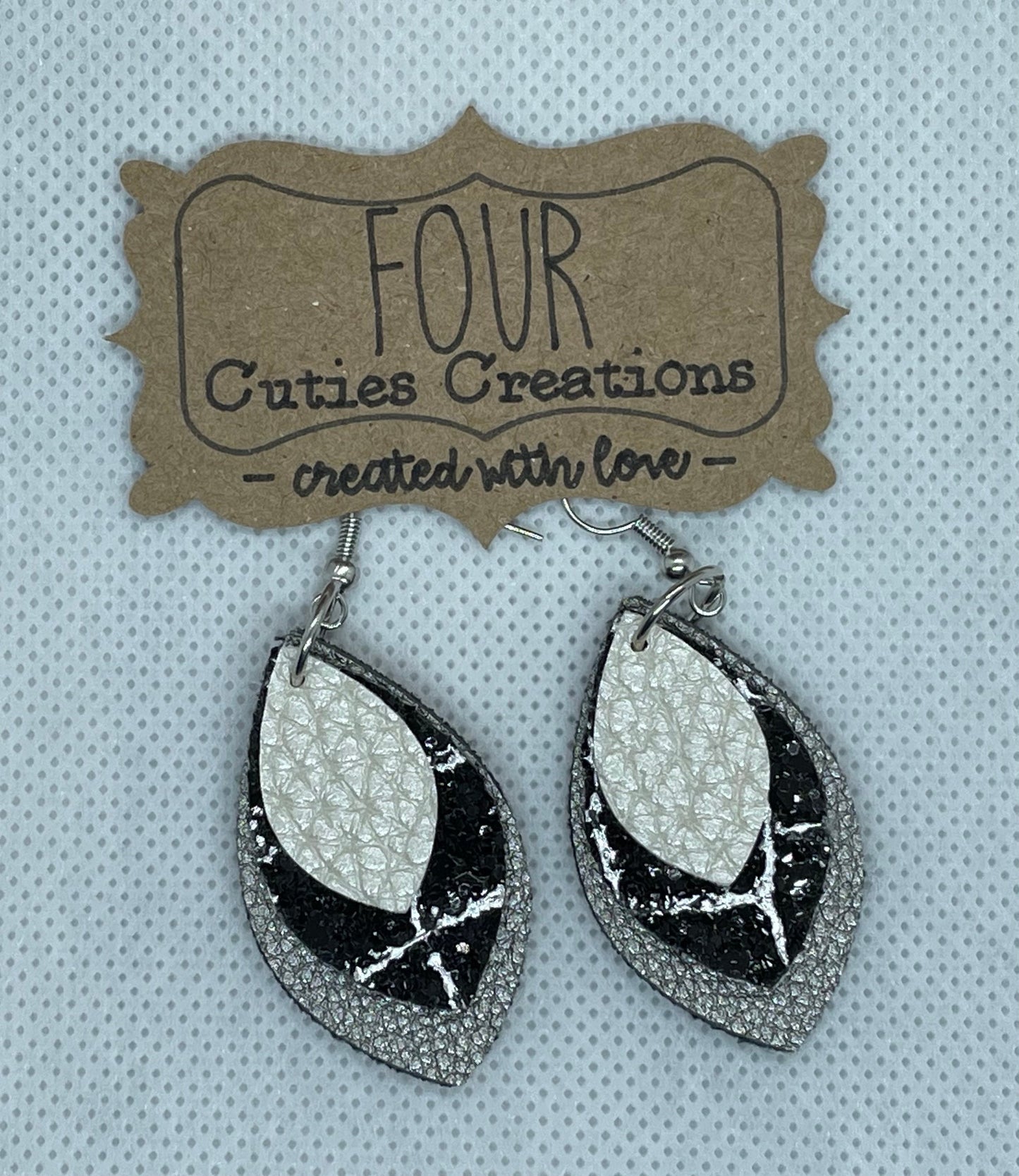 Crocodile print faux leather leaf earrings