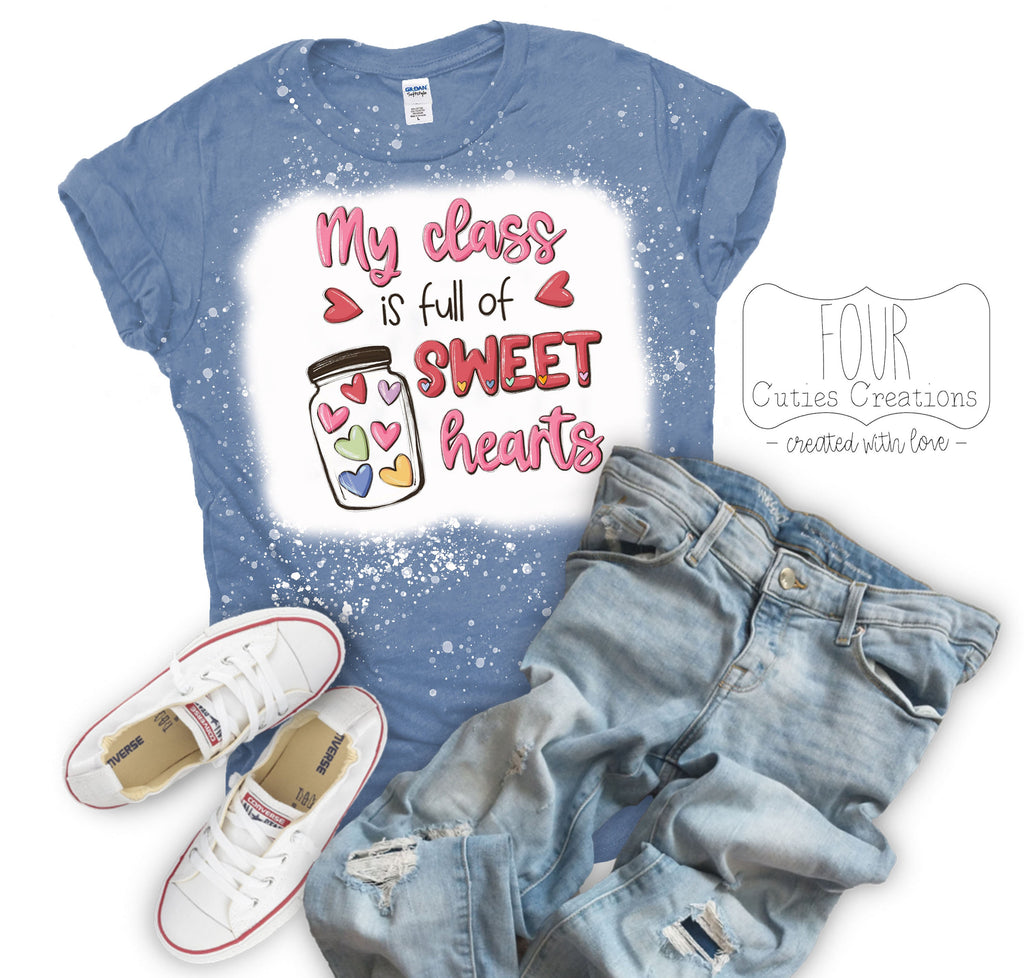 My Class is Full of Sweethearts Watercolor Bleached Tee