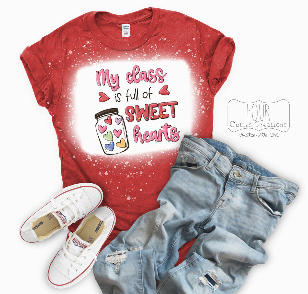 My Class is Full of Sweethearts Watercolor Bleached Tee