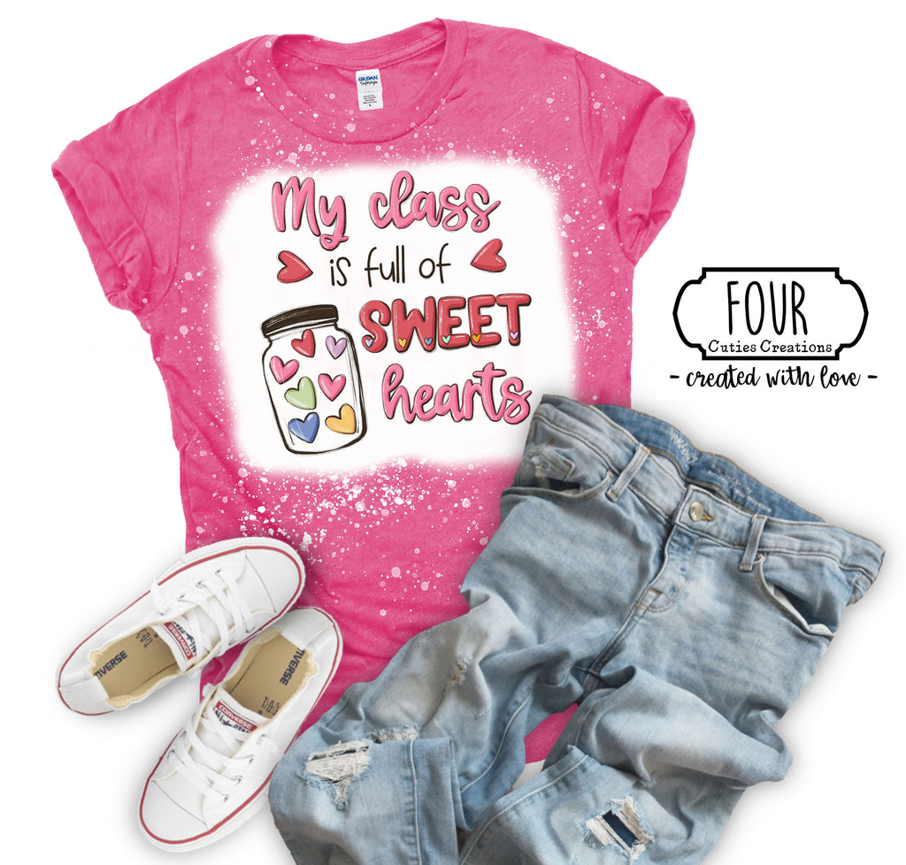 My Class is Full of Sweethearts Watercolor Bleached Tee