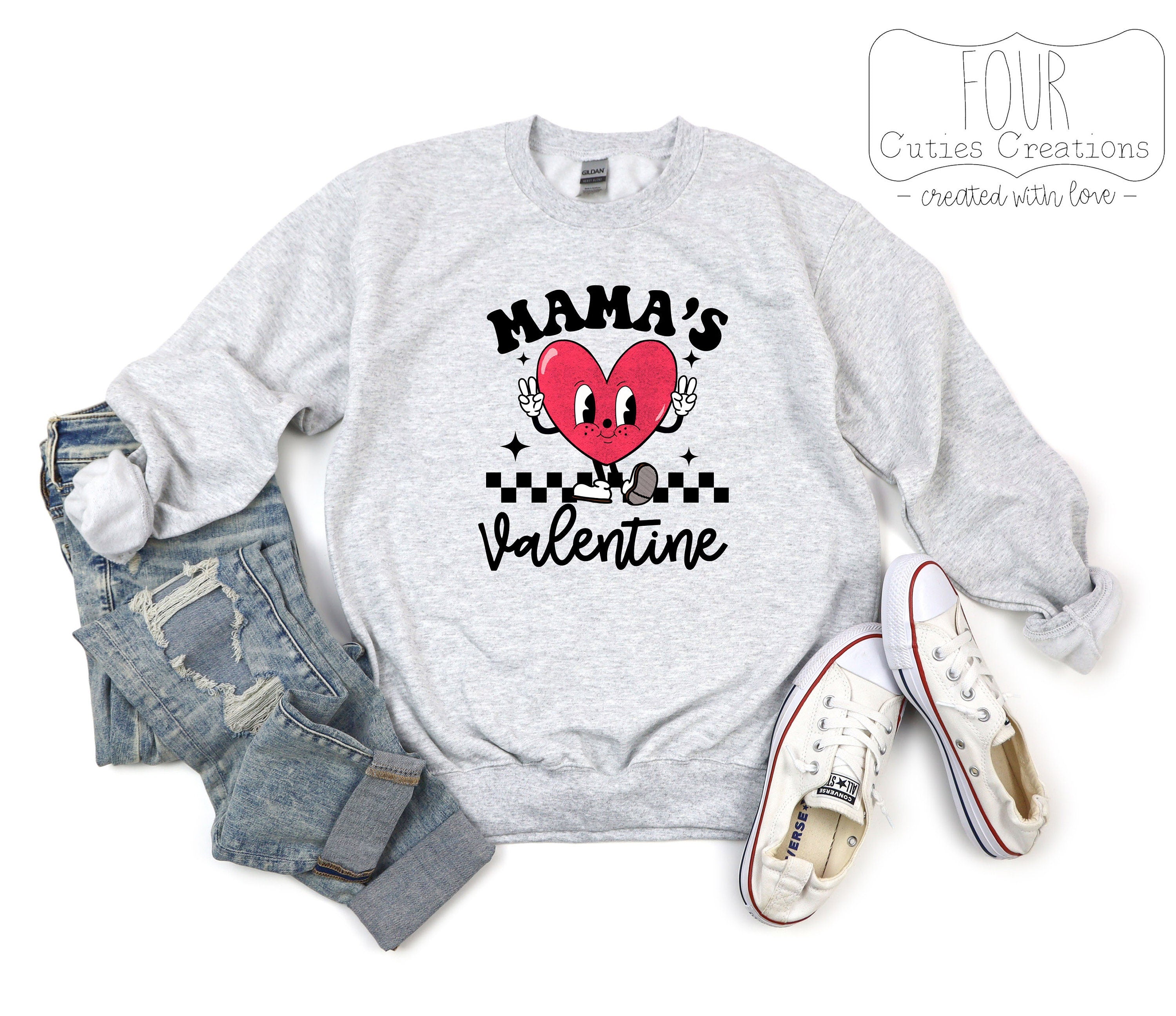 Mama's Valentine Retro Heart Shirt