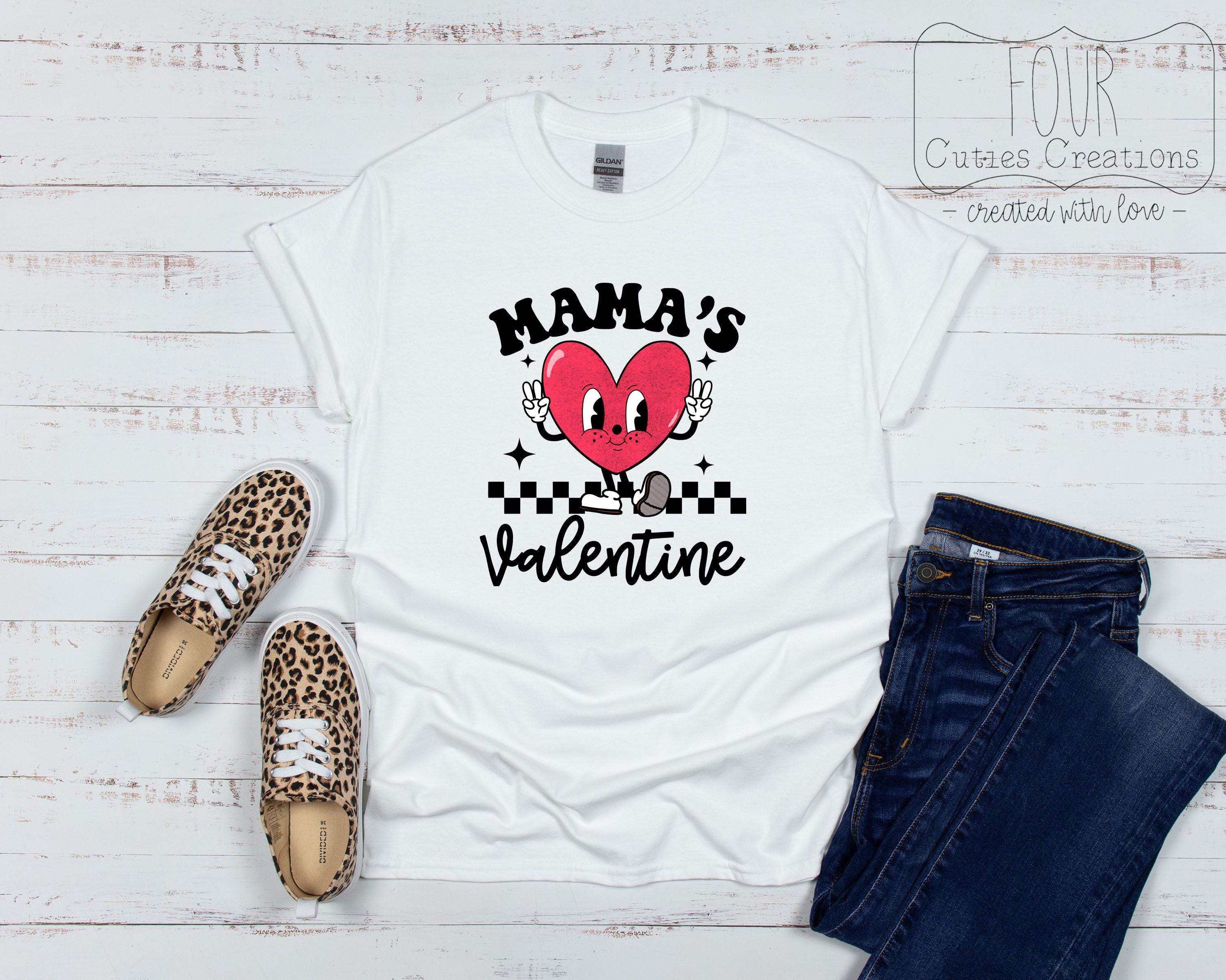 Mama's Valentine Retro Heart Shirt