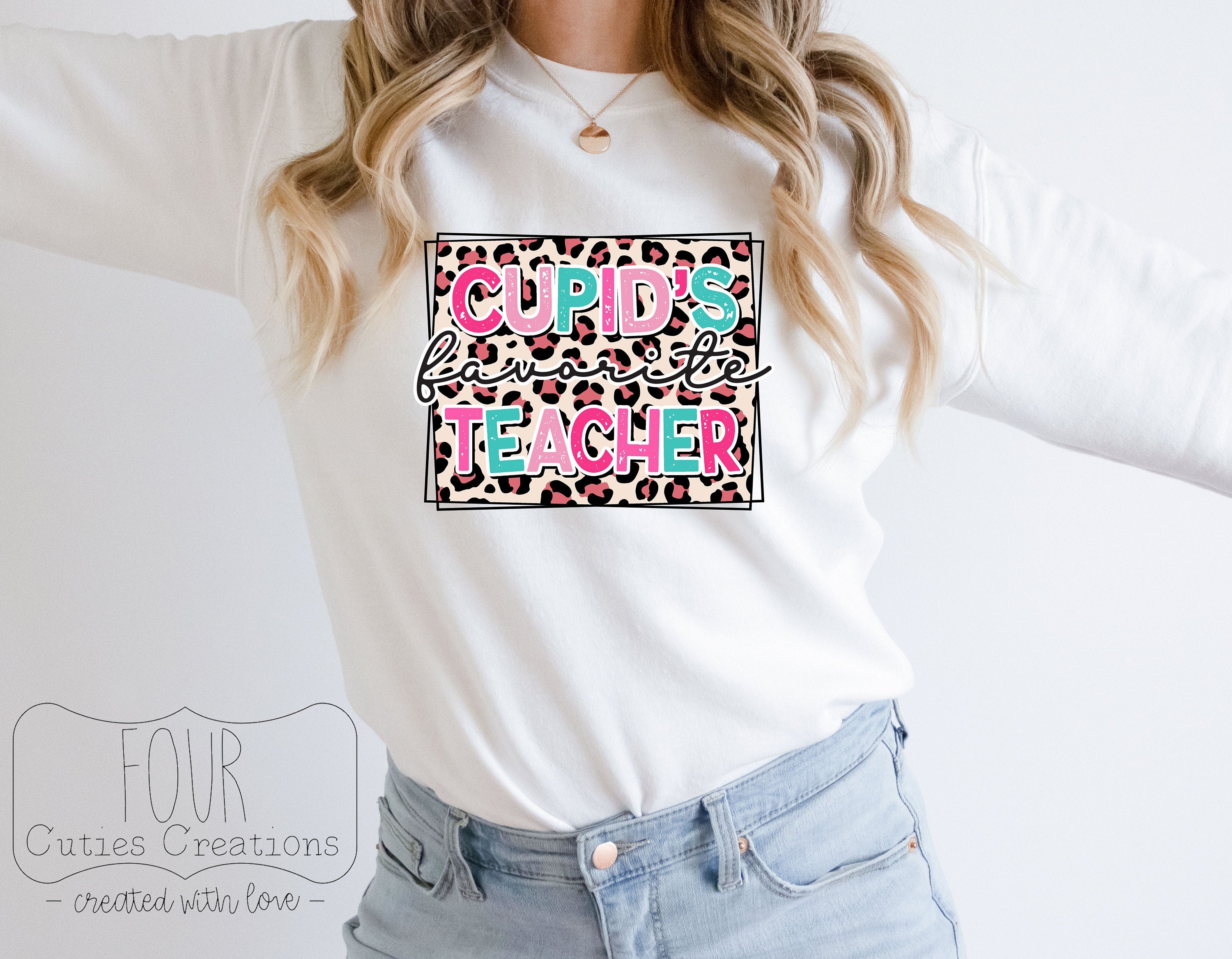 Cupid's Favorite Teacher Leopard (Bleached or Solid) tee