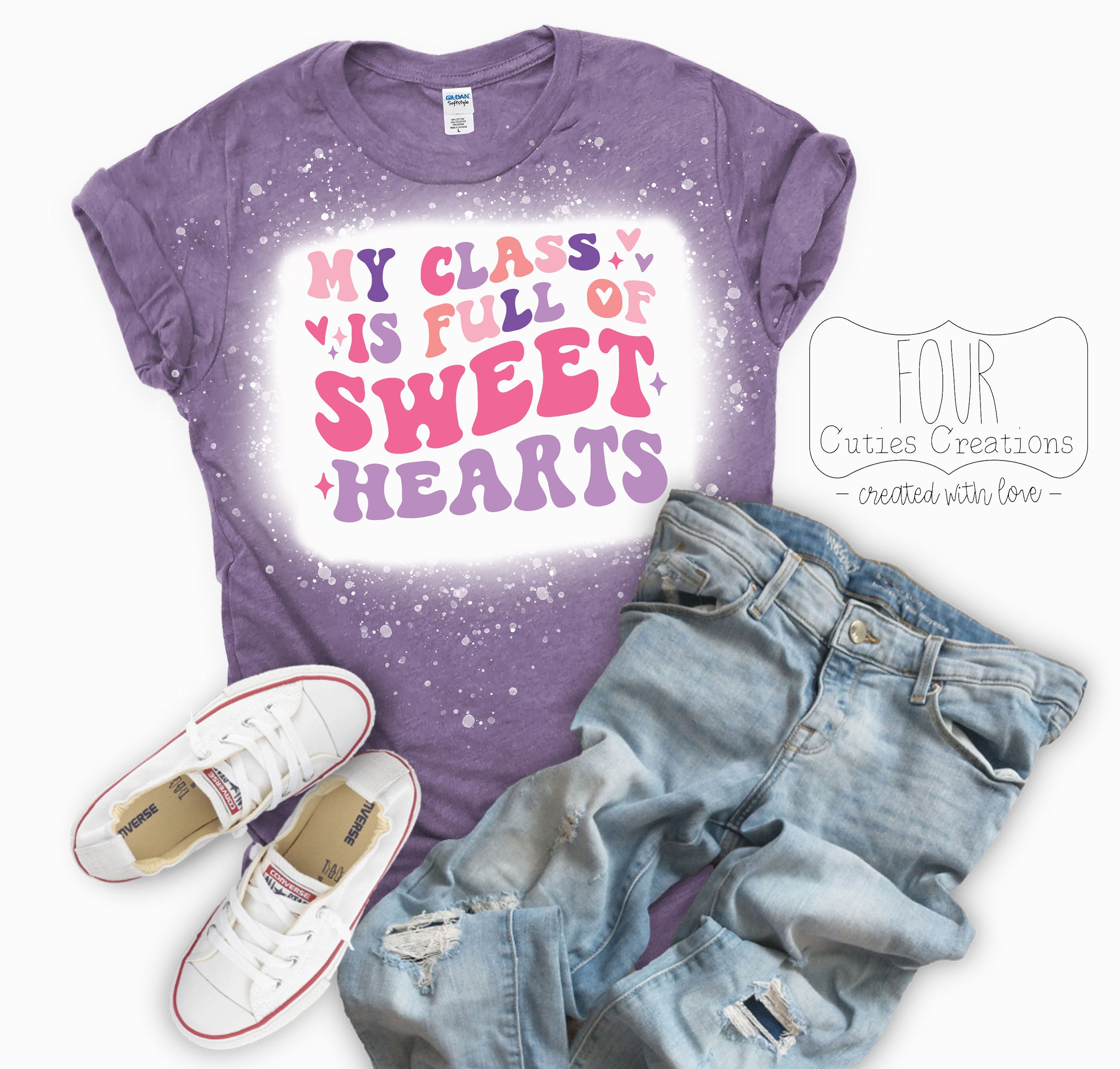 My Class is Full of Sweethearts Retro (Bleached or Solid) tee