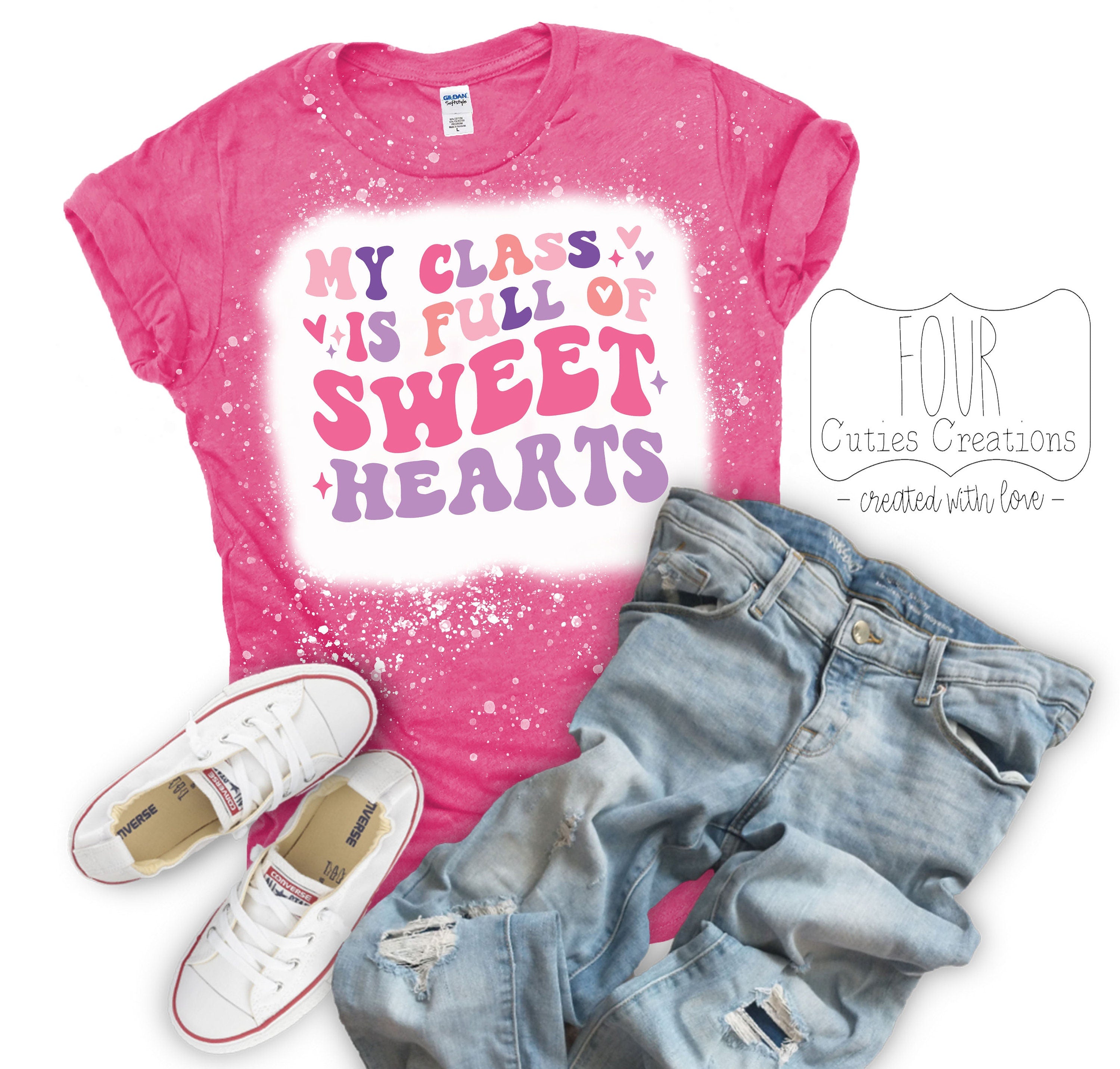 My Class is Full of Sweethearts Retro (Bleached or Solid) tee