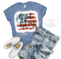 God Bless Flag 4th of July Bleached or Solid Tee