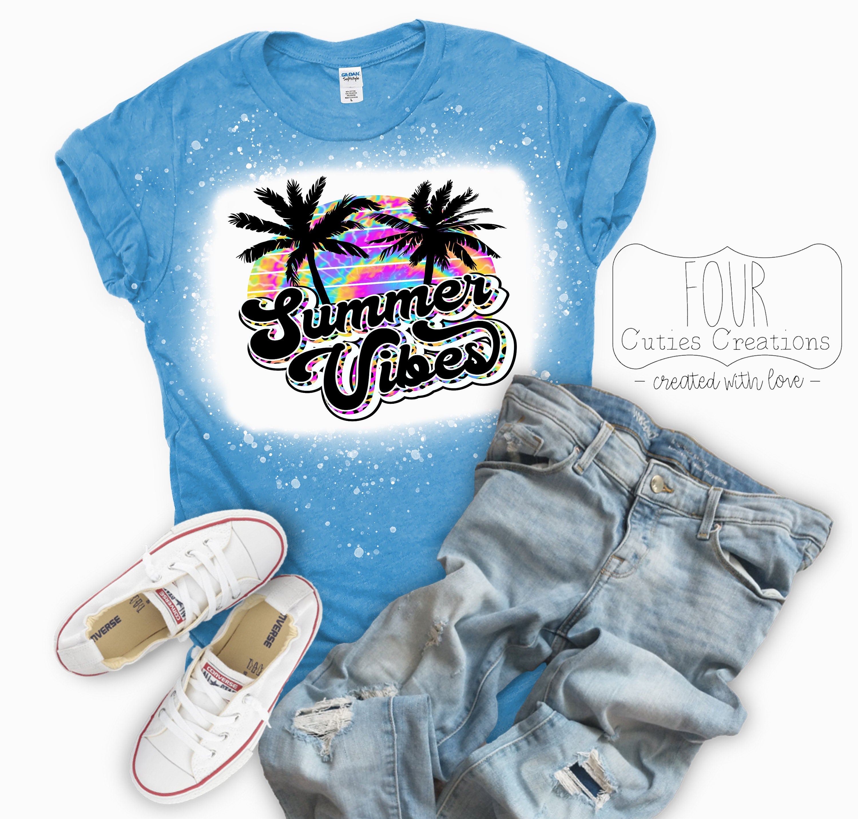 Summer Vibes Bleach Dyed Tee