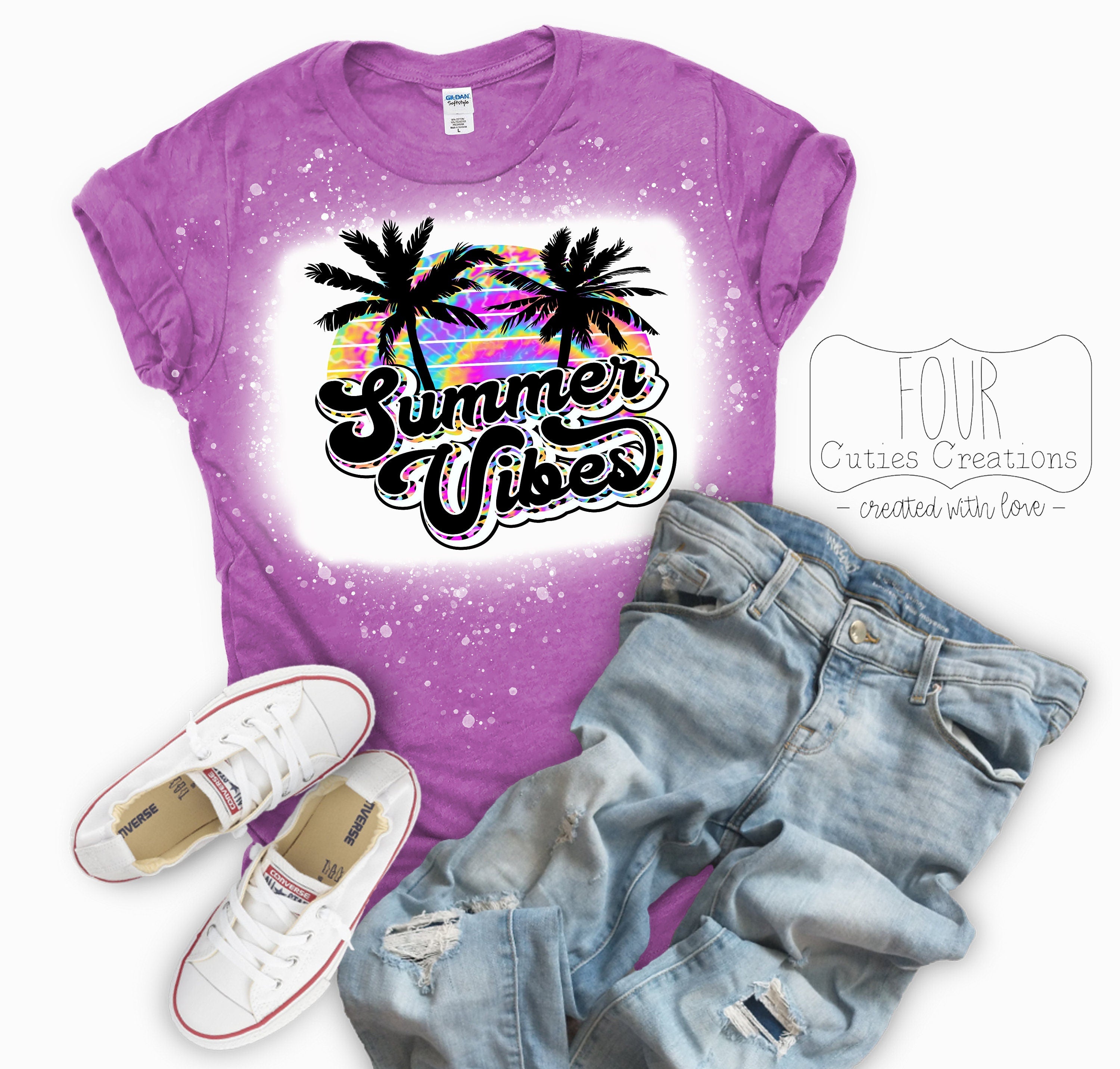 Summer Vibes Bleach Dyed Tee