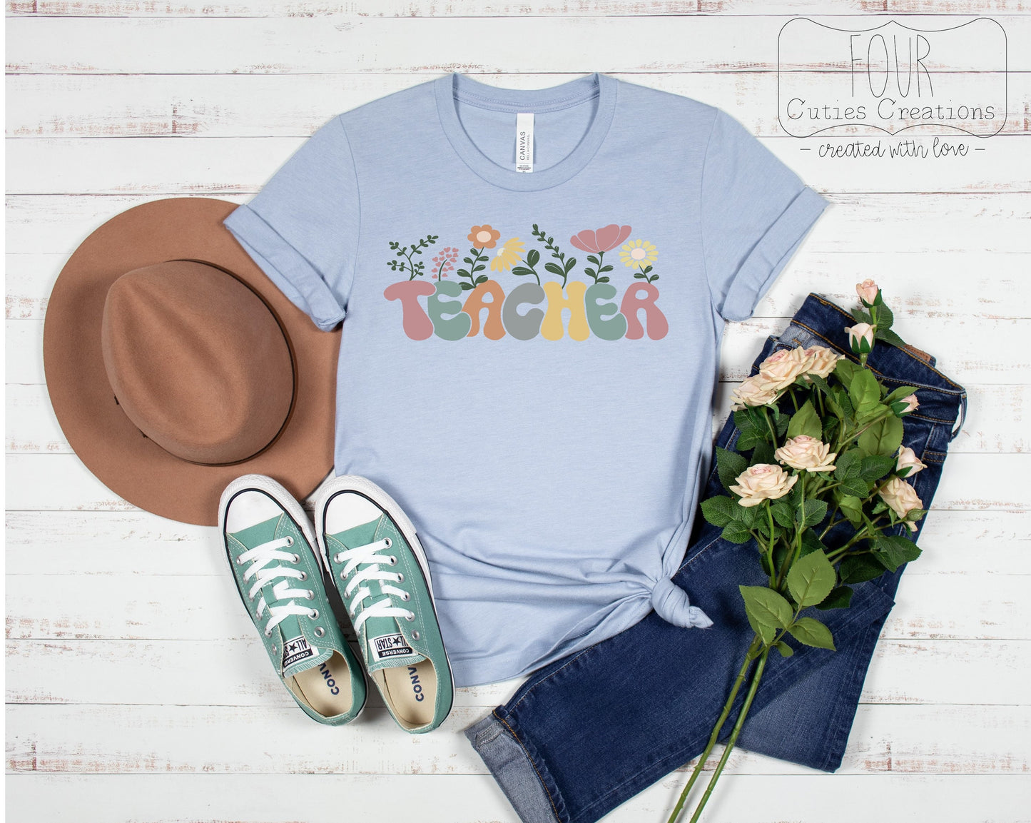 Boho Floral Teacher Tee