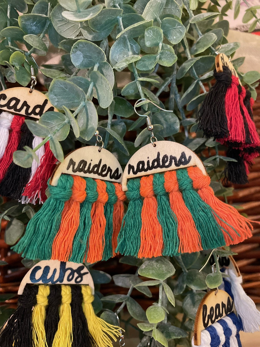 School Spirit Custom Personalized Macrame & Wood Earrings