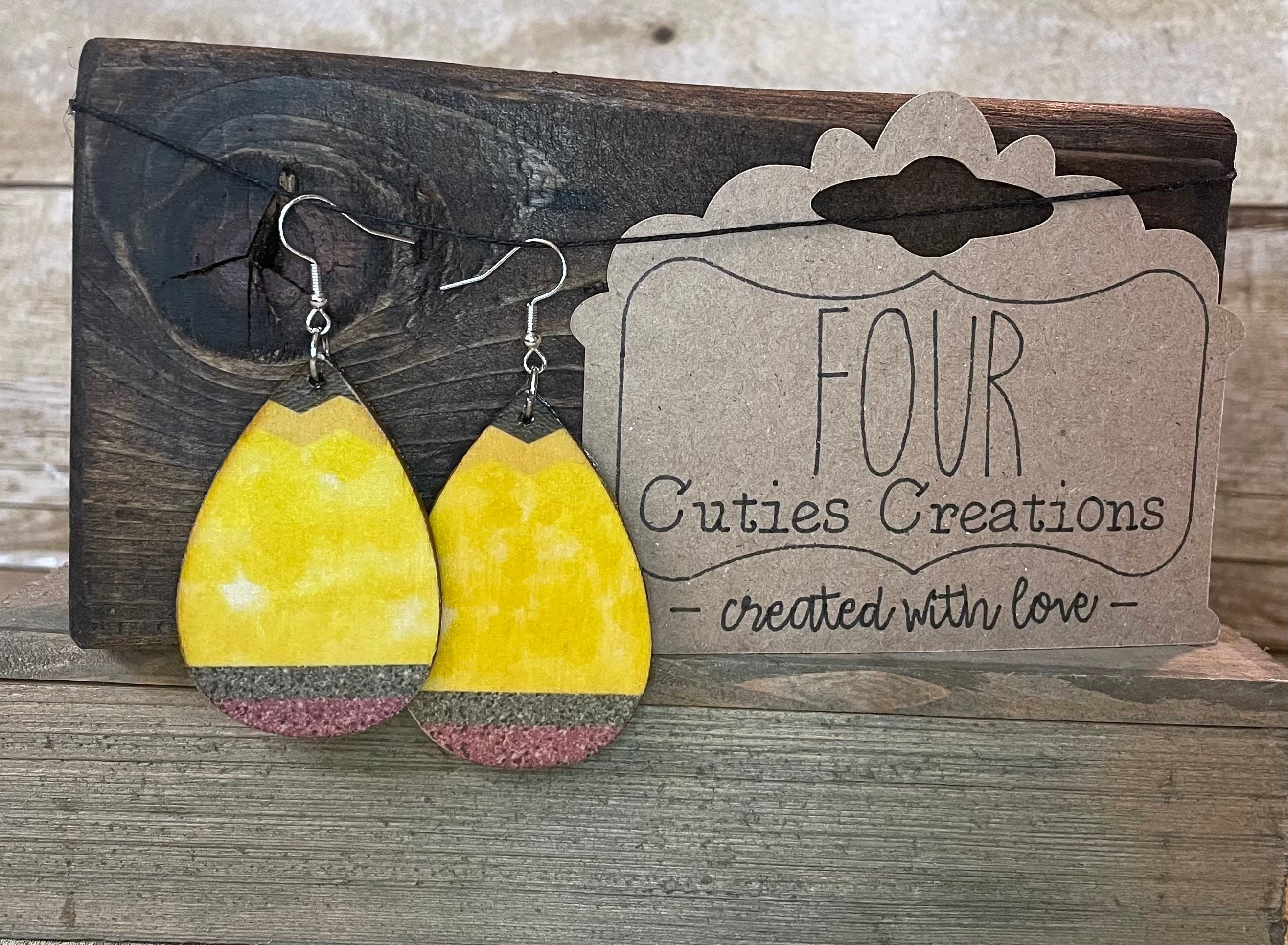 Wooden Pencil Earrings
