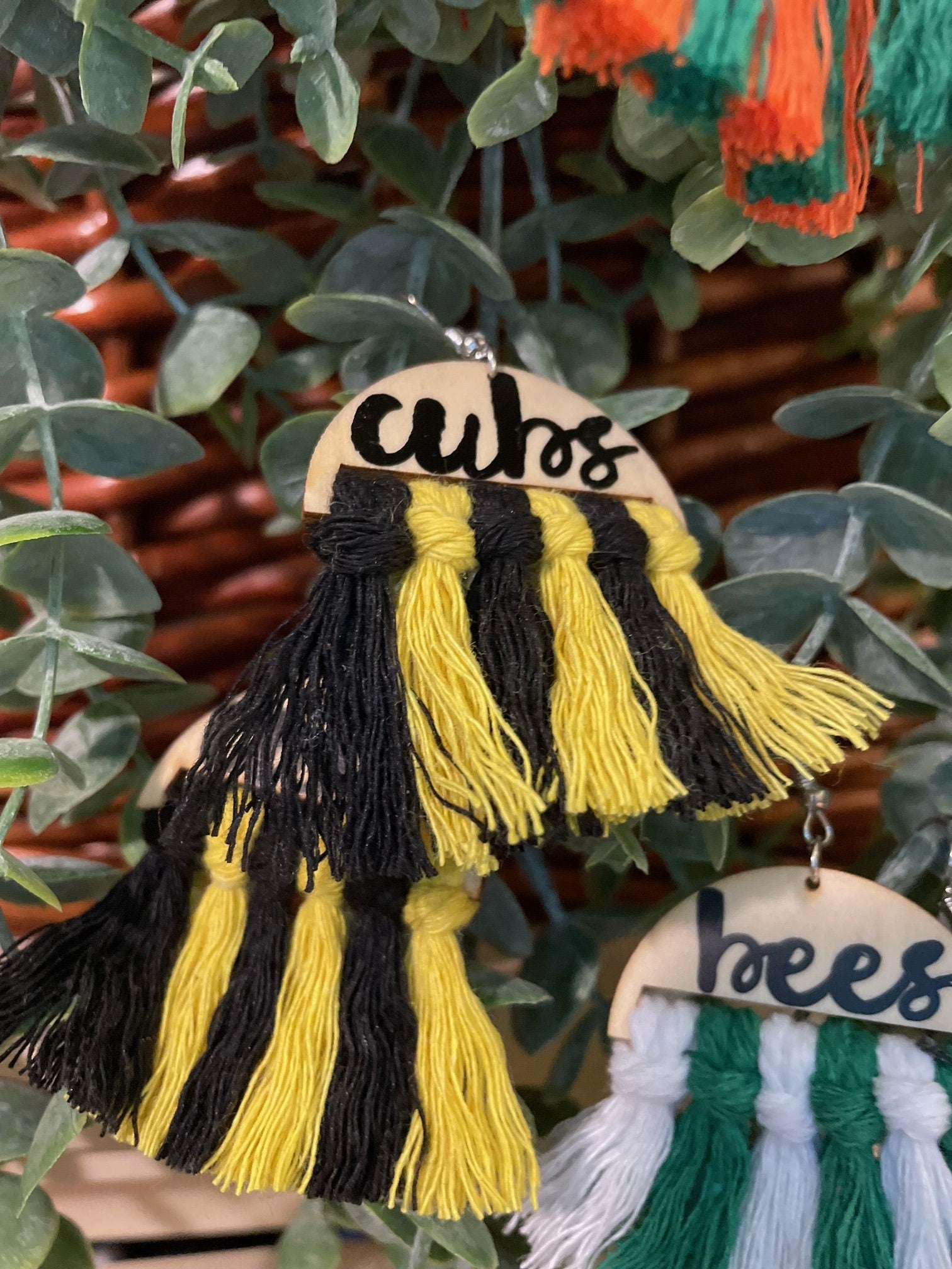 School Spirit Custom Personalized Macrame & Wood Earrings