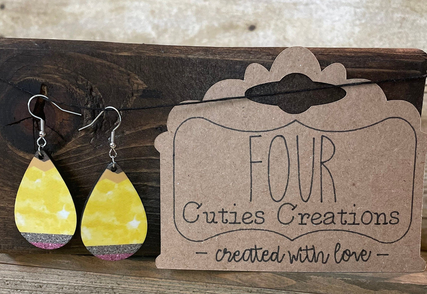 Wooden Pencil Earrings