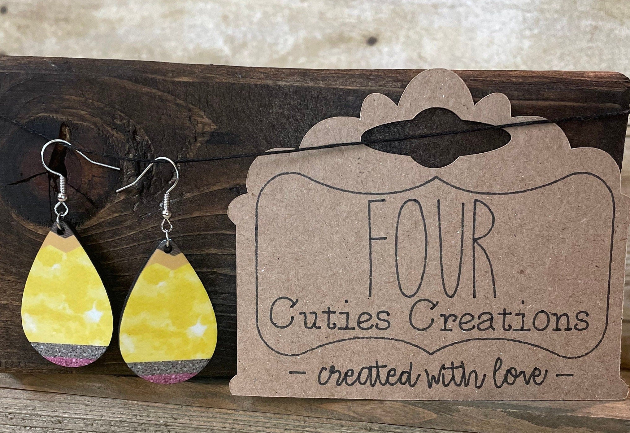 Wooden Pencil Earrings