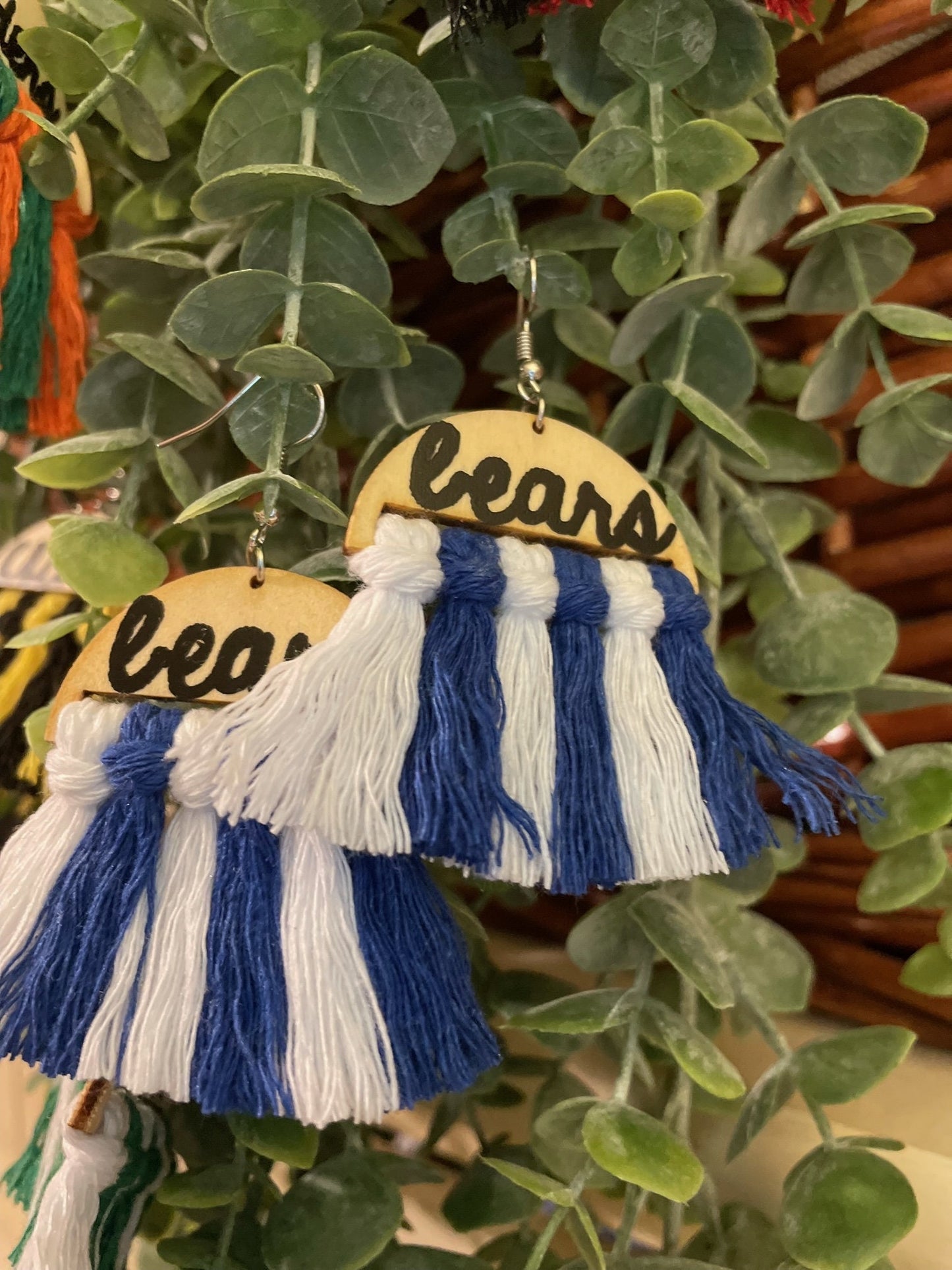 School Spirit Custom Personalized Macrame & Wood Earrings
