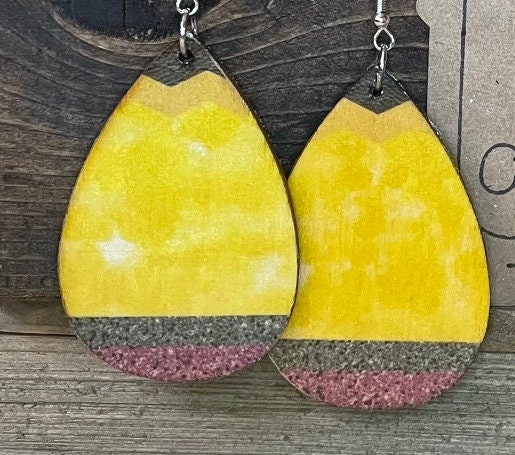 Wooden Pencil Earrings