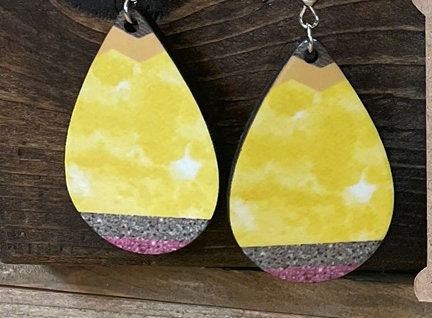 Wooden Pencil Earrings