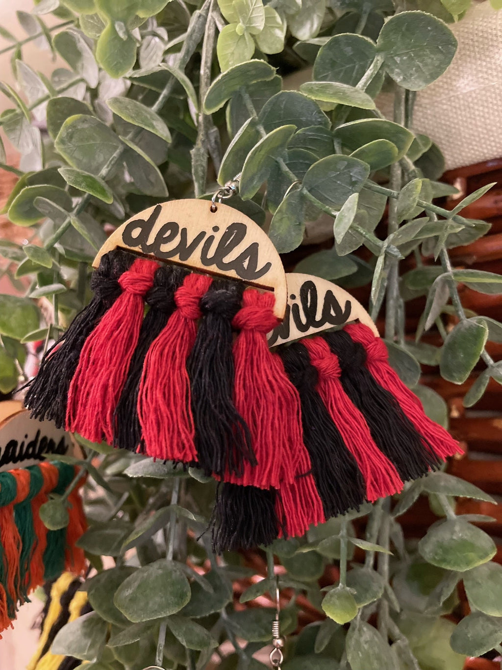 School Spirit Custom Personalized Macrame & Wood Earrings