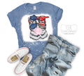 4th of July Patriotic Bubble Gum Pig or Cat (Bleached or Solid) Tee