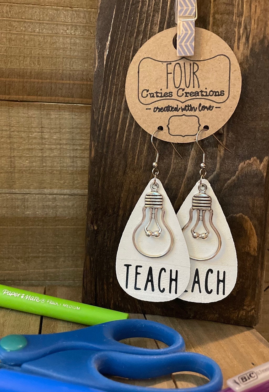 Lightbulb Teach Earrings