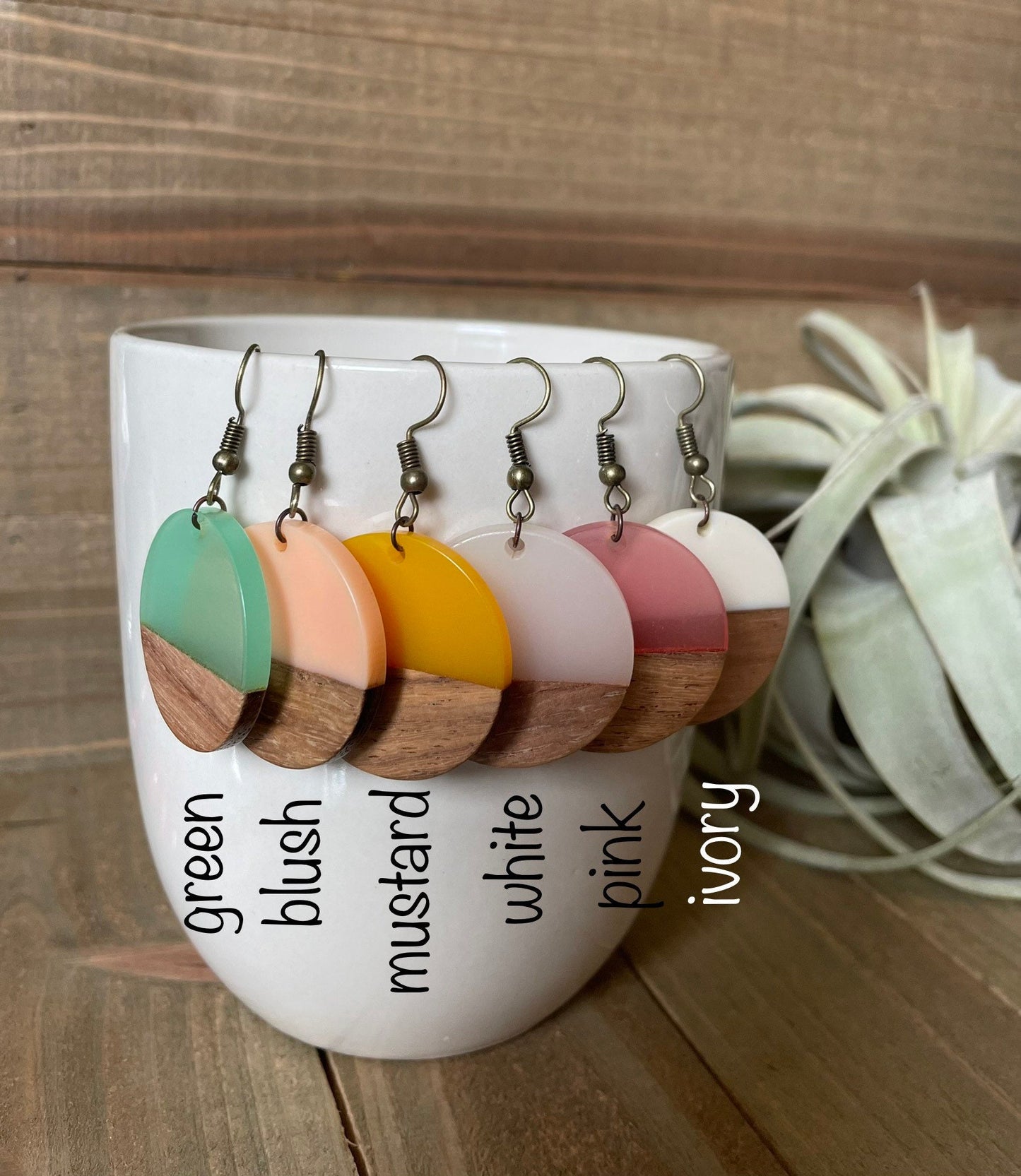 Two Tone Wood/Acrylic Disc Earring